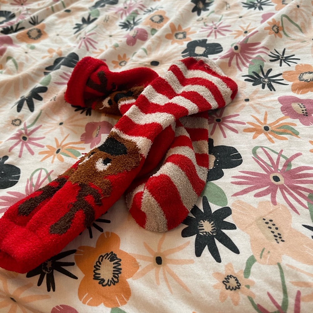 Women’s used and worn fuzzy socks